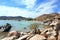 Paros, Greece, September 14 2018 View of the rocks formation and the transparency of the turquoise water of Kolymbithres beach