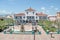 Parque Cespedes, main public park in downtown, with ayuntamiento city hall colonial building, in Santiago de Cuba, Cuba