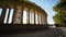 Parque del Retiro, Madrid, Spain. Alfonso XII monument, sunlight through columns.