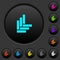 Parquet pattern dark push buttons with color icons