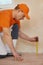 Parquet workers at flooring work