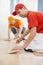 Parquet workers at flooring work