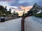 Parramatta River walkway lined with trees Ferry Wharf and High rise residential appartments on Parramatta River