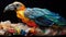 Parrot beak animal birds green tropical red background nature wildlife beauty