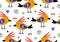 Parrot bird jungle seamless pattern