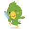 Parrot character with magnifying vector
