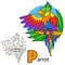 Parrot. Coloring book page