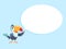 Parrot. exotic bird pointing to empty circle mind forum. Vector cartoon characters