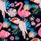 Parrot and flamingo pattern 3