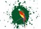 Parrot logo idea design, beautiful scarlet macaw bird in natural color, vector illustration isolated on green splash background