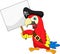 Parrot pirate cartoon with blank sign