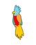 Parrot pixel art. pixelated Talking bird for pirate 8 bit. vector illustration