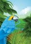 parrot in a rainforest. Vector illustration decorative design