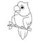 Parrot sitting branch cartoon illustration coloring page