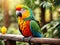 A parrot is sitting on a tree branch. Ai Generated