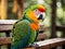 A parrot is sitting on a tree branch. Ai Generated