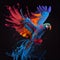 parrot splashing colors on black background generative AI