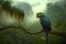 parrot with view of misty jungle valley