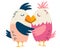 Parrots are a couple in love. Cute cartoon lovebird. Exotic birds. Great for children cards, prints and greeting card. Isolated