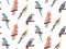 Parrots, exotic seamless pattern. Endless tropical background, jungle birds. Repeating print design.