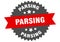 parsing sign. parsing circular band label. parsing sticker