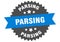 parsing sign. parsing circular band label. parsing sticker