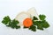 Parsley, carrot and celery slices