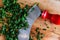 Parsley on the cutting board. Garden vegetables.