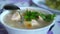 Parsley Leaves, Soup with Boiled Fish Slices and Spoon