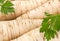 Parsley vegetable root closeup