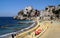 Parson\\\'s Lodge Battery, cliffside fort overlooking the beach at Camp Bay on the western coast of the Gibraltar Territory