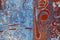 Part of an abstract native Aboriginal dots painting, Australia