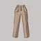 Part of a basic wardrobe set. Nude beige set of T-shirt, blouse and straight classic trousers. Clothing store, fashion. Isolated v