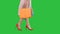 Part body, beautiful female slender legs girl holding a paper shopping bags on a Green Screen, Chroma Key.