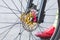 Part of brake disc front wheel mountain bike
