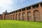 Part of the brick wall of the ancient Kremlin. Kolomna, Russia