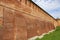 Part of the brick wall of the ancient Kremlin. Kolomna, Russia
