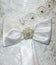 Part of the bride`s wedding dress. Bow on the dress.