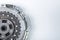 A part of car automatic transmission clutch basket. clutch with disk DSG on white background