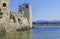 Part of the Castle of Methoni and blue sea landscape Messenia Greece
