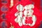 Part of Chinese New Year Couplets with Chinese Fu Characters during the Spring Festival.The Chinese characters on the spring coupl