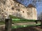 Part of enormous stone wall of Ljubljana Castle in Ljubljana, Slovenia.