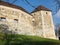 Part of enormous stone wall of Ljubljana Castle in Ljubljana, Slovenia.