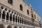 Part of the facade of Doge`s Palace Palazzo Ducale in Venice during the day show the detailed gothic style architecture