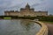 Part of the fountain and the gardens of Castle Howard, with the