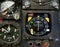 Part of late analogue instrument panel on a military aircraft.