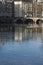 Part of old bridge in Amsterdam over the frozen water