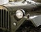Part of the old soviet army car jeep. Restored retro car. Close-up