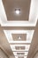 Part of the plasterboard ceiling decorated with ceiling lights and LED strip