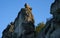 Part of the rocks `Externsteine` Germany in scenic evening sunlight